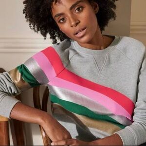 NWT Boden Metallic Rainbow Crewneck Sweatshirt Raglan
